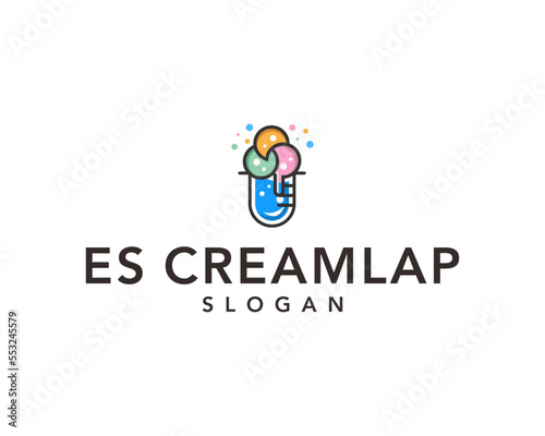 ice cream lab logo can be used for company and industry