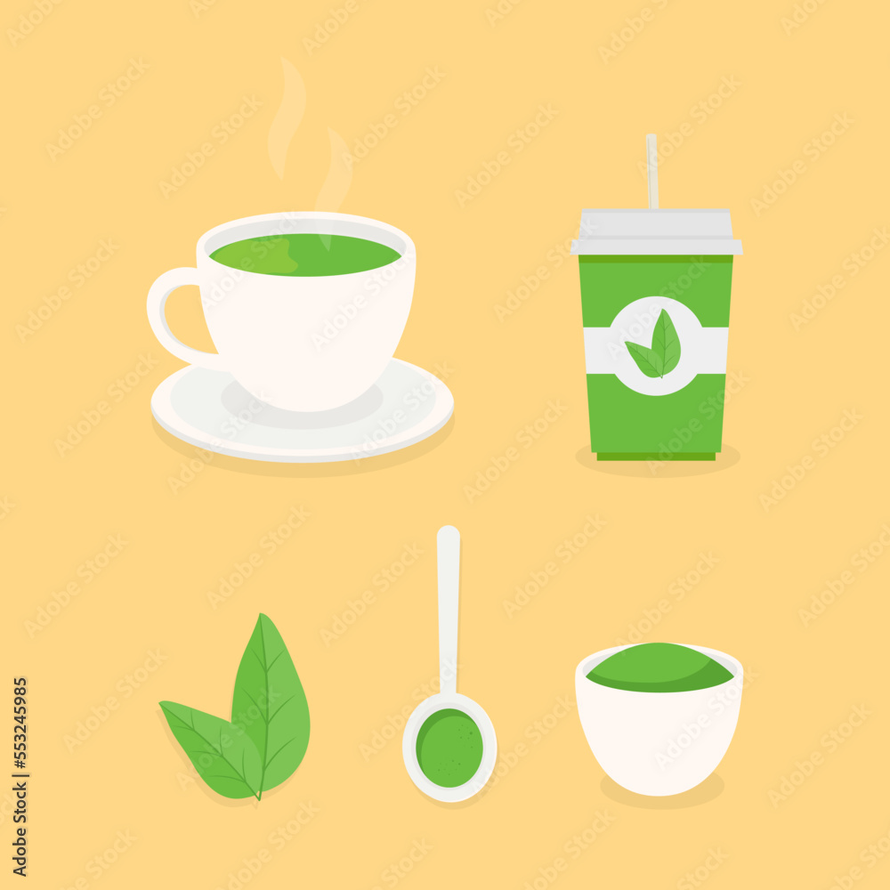 Collection of green tea, matcha tea Collection of green tea, matcha tea