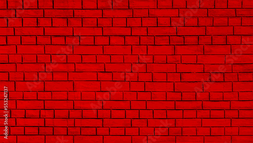 Red wall background The surface of the brick dark jagged. Abstract red wall background