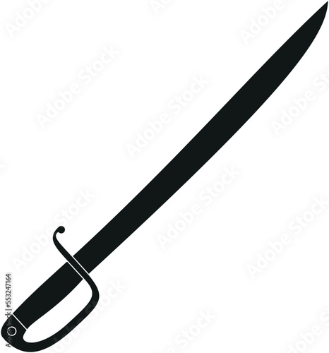 Single black cutlass flat vector illustration