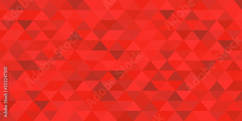 Red triangles mosaic background. Mosaic geometric hipster triangular background. Vector Illustration