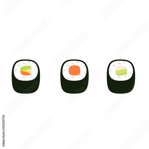 Collection of sushi rolls, Asian food