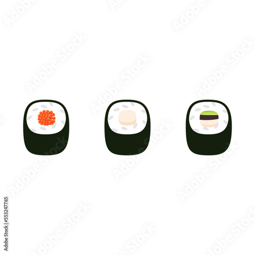 Collection of sushi rolls, Asian food