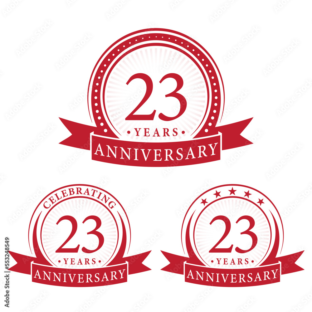 23 years anniversary logo collections. Set of 23rd Anniversary design template. Vector and illustration. 23 years anniversary logo collections. Set of 23rd Anniversary design template. Vector and illustration.