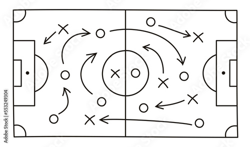 Soccer strategy field on white background vector illustration 10 eps