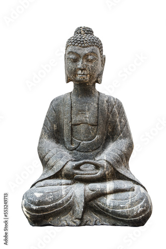 Stone sitting Buddha statue isolated on transparent background