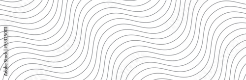 Curved wave lines pattern on white background. Diagonal wave striped lines pattern for backdrop and wallpaper template. Simple curved grey lines with repeat stripes texture. Striped background, vector