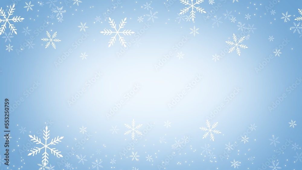 White snowflake with bokeh backgrounds on blue backgrounds in Christmas Holiday with copy sapce , illustration White snowflake with bokeh backgrounds on blue backgrounds in Christmas Holiday with copy sapce , illustration