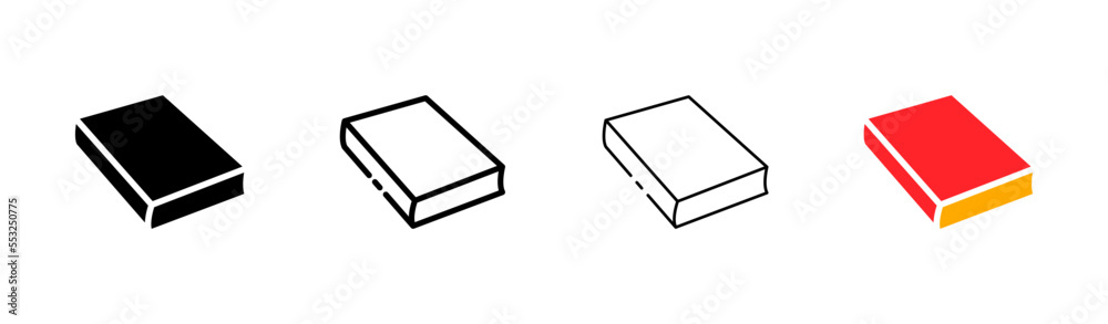 Books flat and linear icon set. Book, printed edition, study, knowledge, education, school, student, work. knowledge concept. Vector flat and black line isolated on white background Books flat and linear icon set. Book, printed edition, study, knowledge, education, school, student, work. knowledge concept. Vector flat and black line isolated on white background