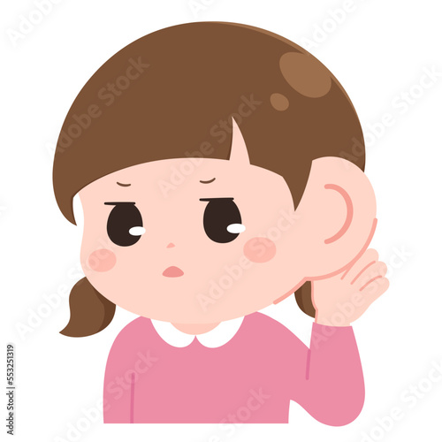 聞き耳を立てる女の子のイラスト