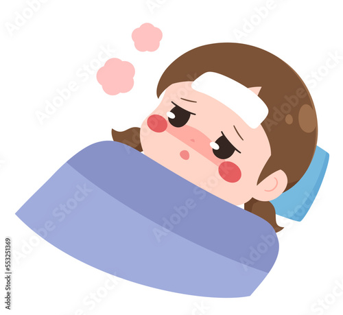 発熱した女の子のイラスト