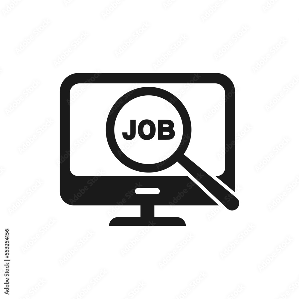 Find job online flat icon isolated on white background. Vector illustration Find job online flat icon isolated on white background. Vector illustration
