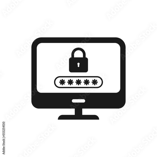 Computer password flat icon isolated on white background. Vector illustration