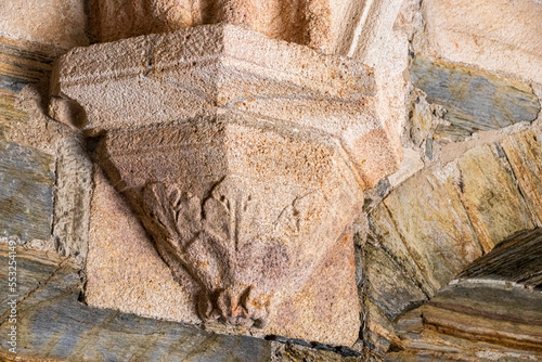 Romanesque corbels in the Royal Palace of the Monastery of Saint Mary of Carracedo  El Bierzo  Spain