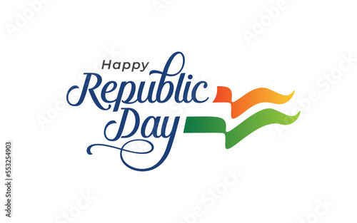 Happy Republic Day Celebration Greeting Background Template - Indias Happy Republic Day Typographic Design Template