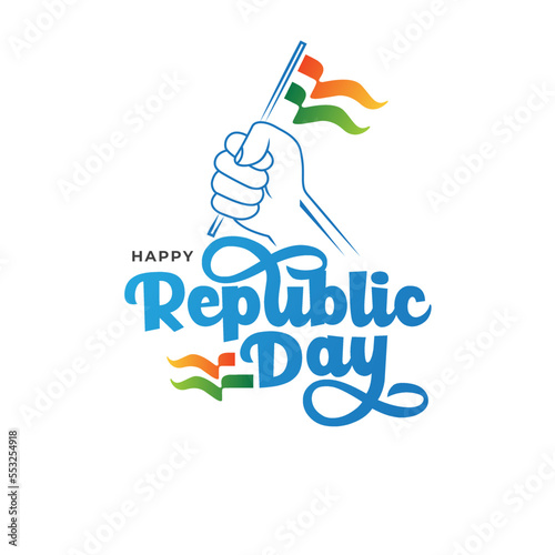 Happy Republic Day Celebration Greeting Background Template - Indias Happy Republic Day Typographic Design Template