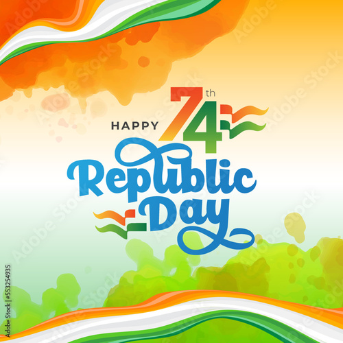 Happy Republic Day Celebration Greeting Background Template - 74th Indian Republic Day Celebration Background