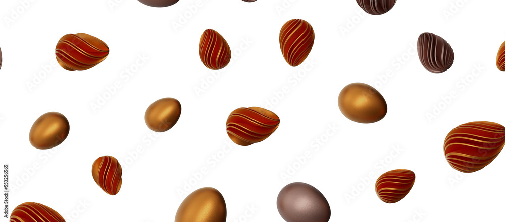 Fototapeta premium 3d rendering of Easter elegant eggs with gold paint