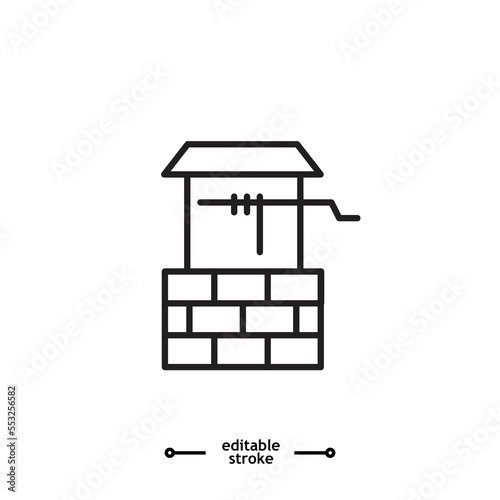 water well icon symbol logo illustration,editable stroke, flat design style isolated on white