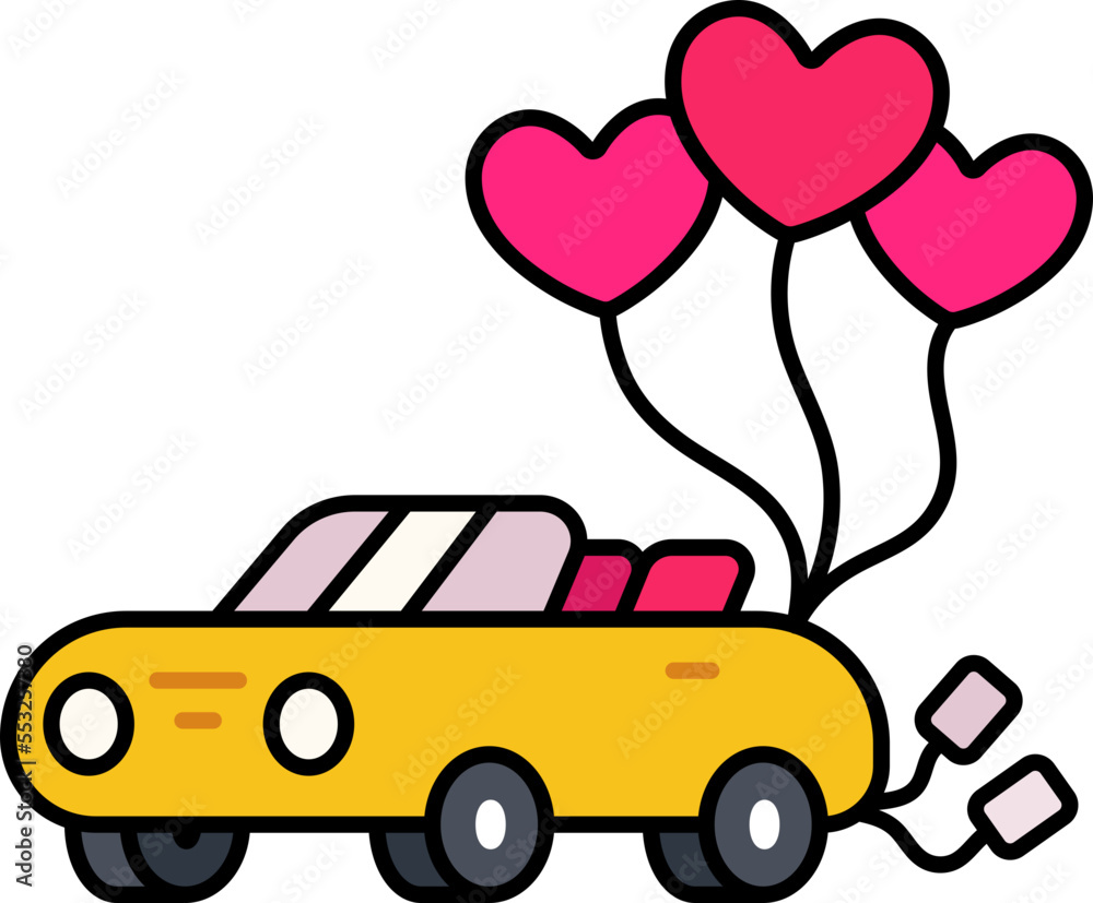 Wedding Car Icon Elements Colored Outline Style Wedding Car Icon Elements Colored Outline Style
