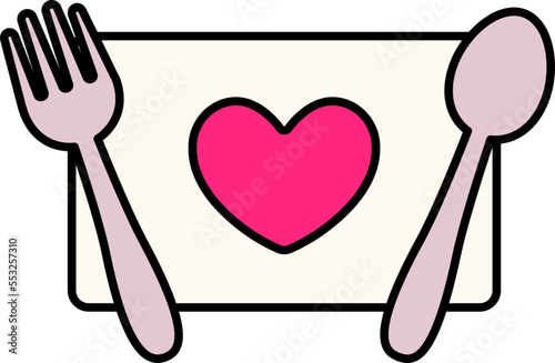 Romantic Dinner spoon fork Icon Elements Colored Outline Style