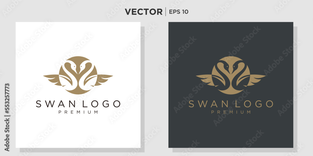 swan logo, goose or duck icon design vector