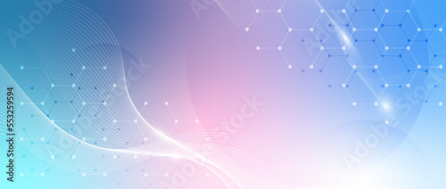 Medical and science concept background with hexagonal molecular structures. Vector illustration
