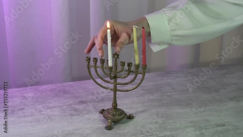 How to light Hanukkah candles. Hanukkah. Second candle. Jewish holidays (155) photo