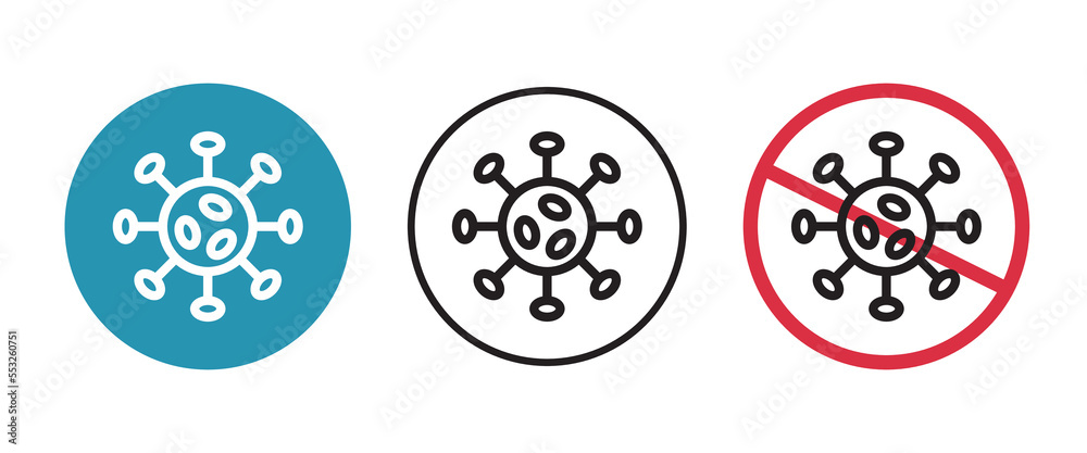 Corona Virus icon set. Coronavirus. virus of illness in Humans, from the common cold to SARS. 2019-nCoV common human virus or bacteria microbe, bacterium covid 19 sign vector editable stroke and flat