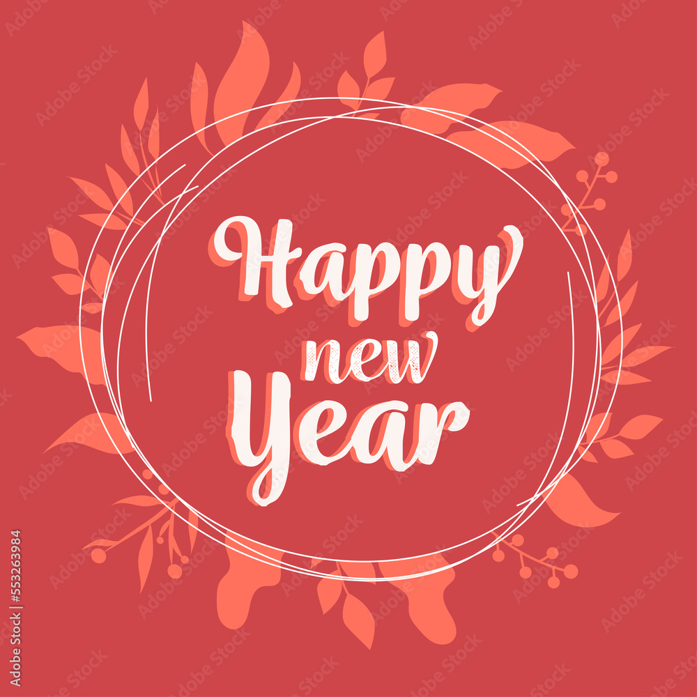 Obraz premium Happy new year leaf wreath post