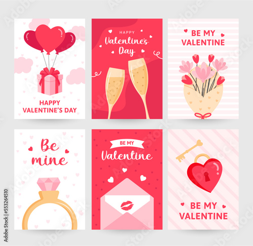 Collection of valentine’s day background set with valentine's day design elements. Editable vector illustration for website, invitation,postcard and sticker. Wording include Happy Valentine's Day.