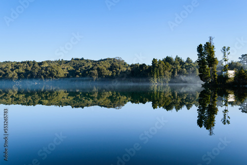 Landscape reflected in a lake of Chile