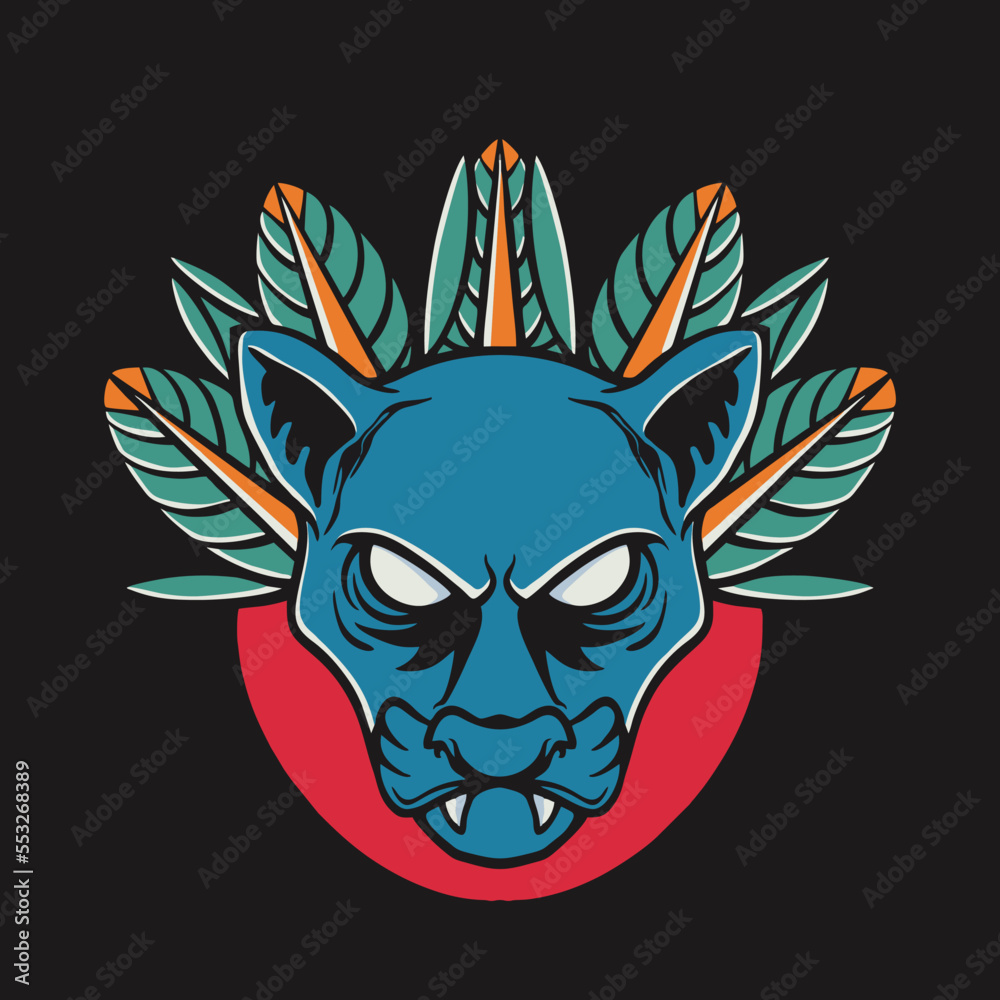 Fototapeta premium Vector Tiger Head Retro Illustration