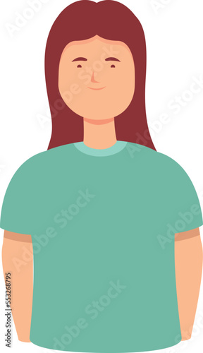 Health smiling girl icon cartoon vector. Down child. World day