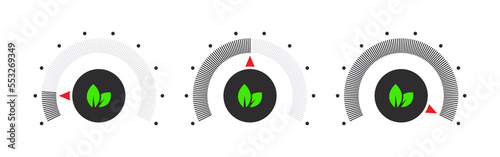High performance and success. Adjustment dial. Control knob or round dial regulator. Vector illustration