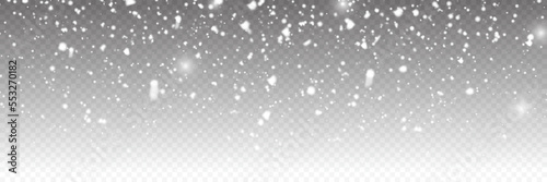 Vector falling snow overlay. Realistic shining snowfall background. falling snow on transparent background vector illustration.