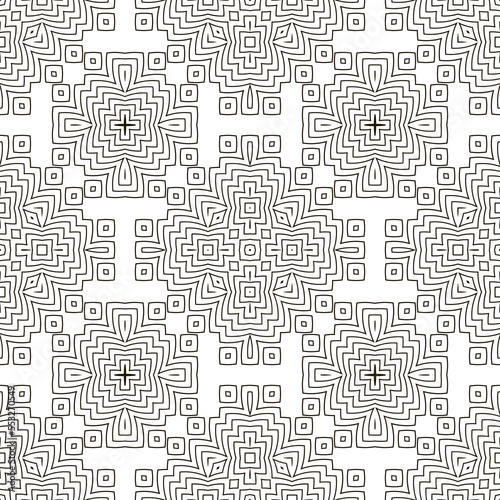 Line Icon Seamless Pattern Isolated on White Background.