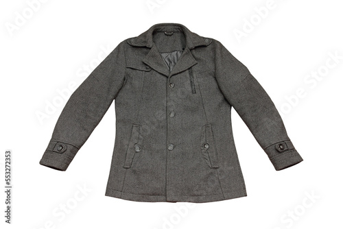 Gray men coat isolated on transparent.