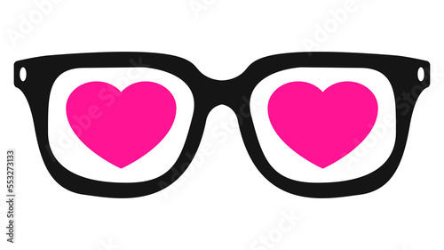 Icono aislado gafas de sol con corazones