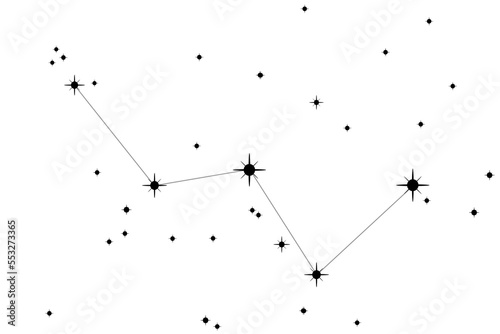 Simple astronomical illustration of the constellation Cassiopeia. Transparent PNG design element for websites, print and other graphics. photo