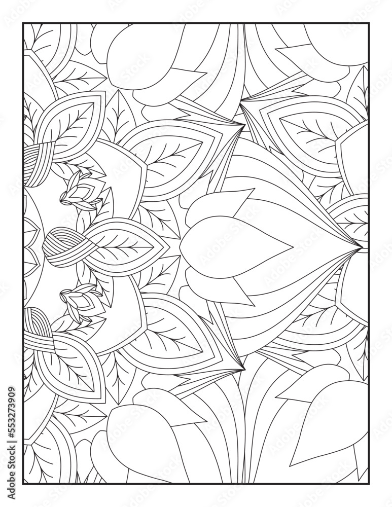 Floral Mandala Coloring Pages, Coloring Page For Adults,