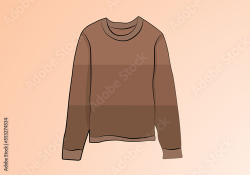 Flat vector cartoon illustration of a cozy warm sweater. Women's knitted warm clothing on a white background