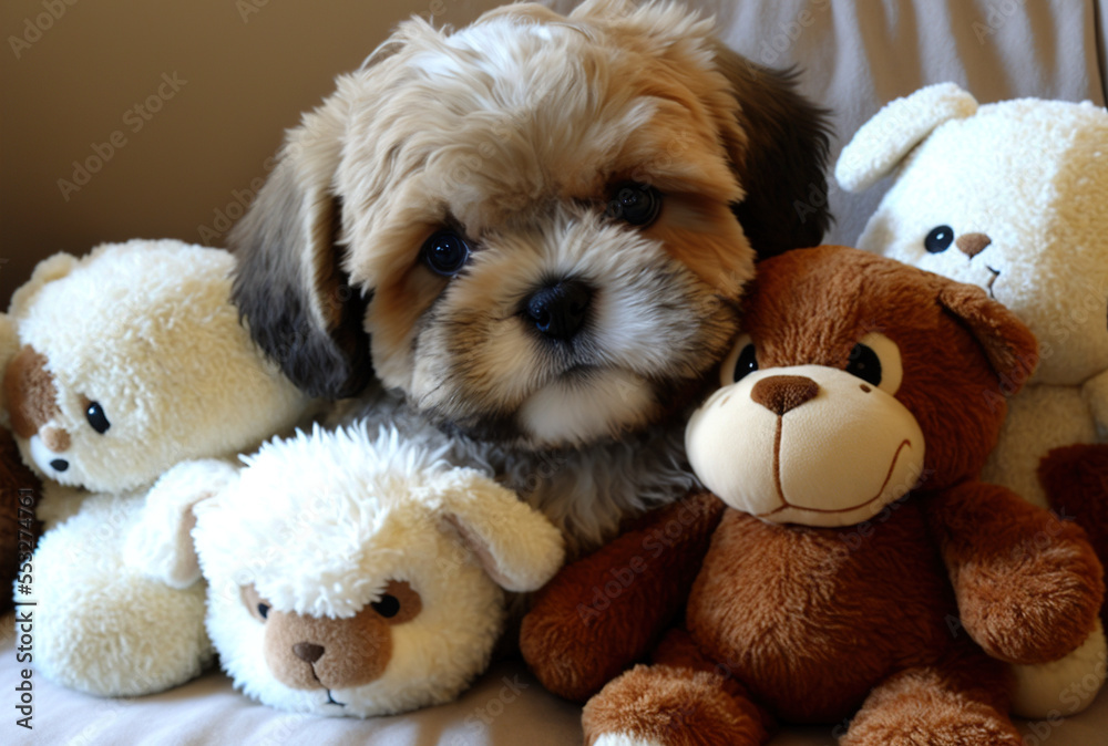 A Cute Fluffy Shih Tzu puppy, Generative AI A Cute Fluffy Shih Tzu puppy, Generative AI