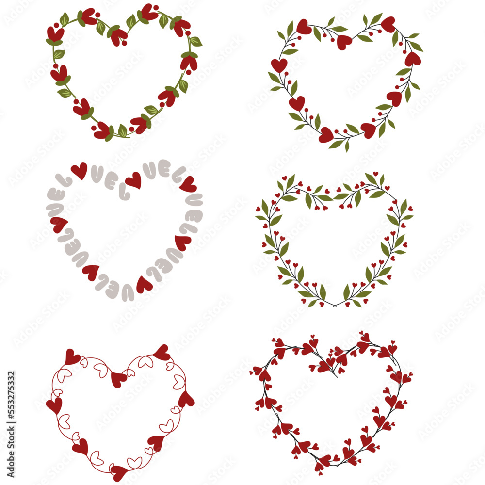 set of isolated valentines day frames