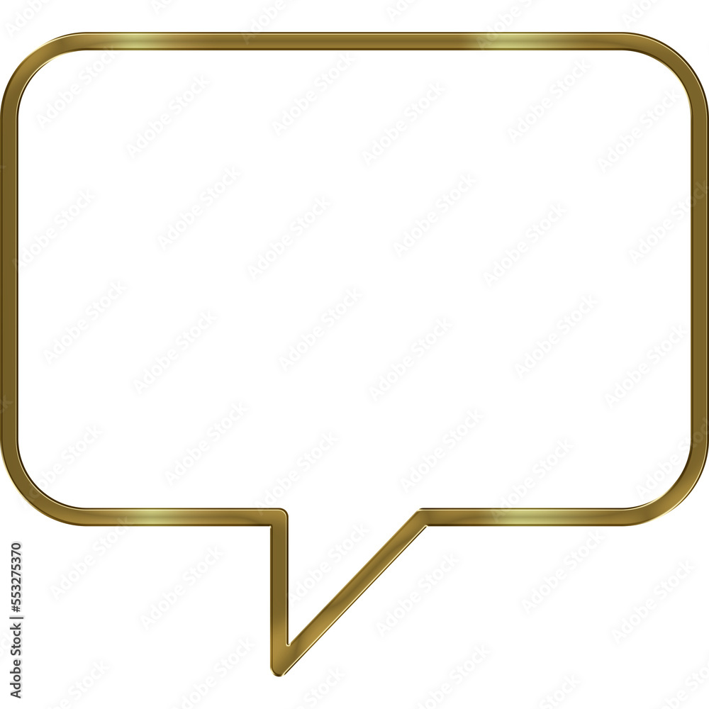 Gold Metal Speech Bubble Cloud Illustration Gold Metal Speech Bubble Cloud Illustration