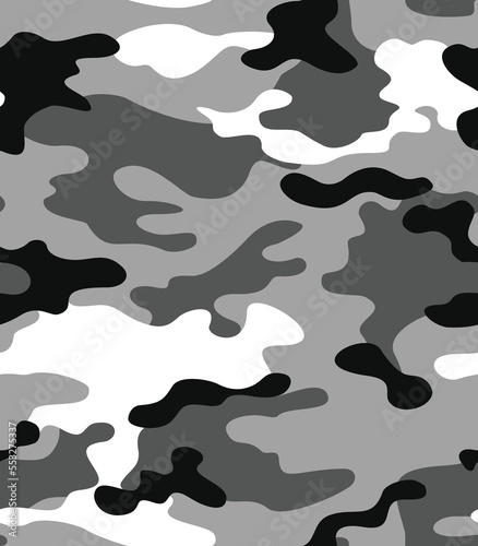  Gray camouflage texture, winter vector pattern, classic background.