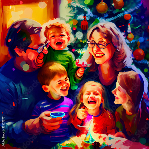 Excited family on christmas