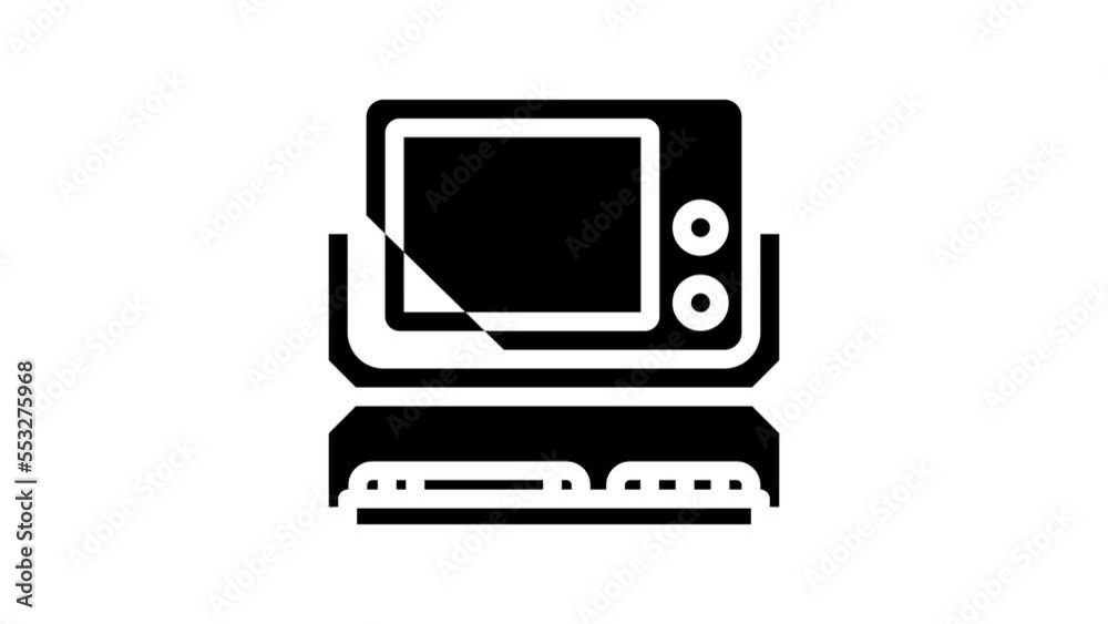 computer pc retro gadget line icon animation