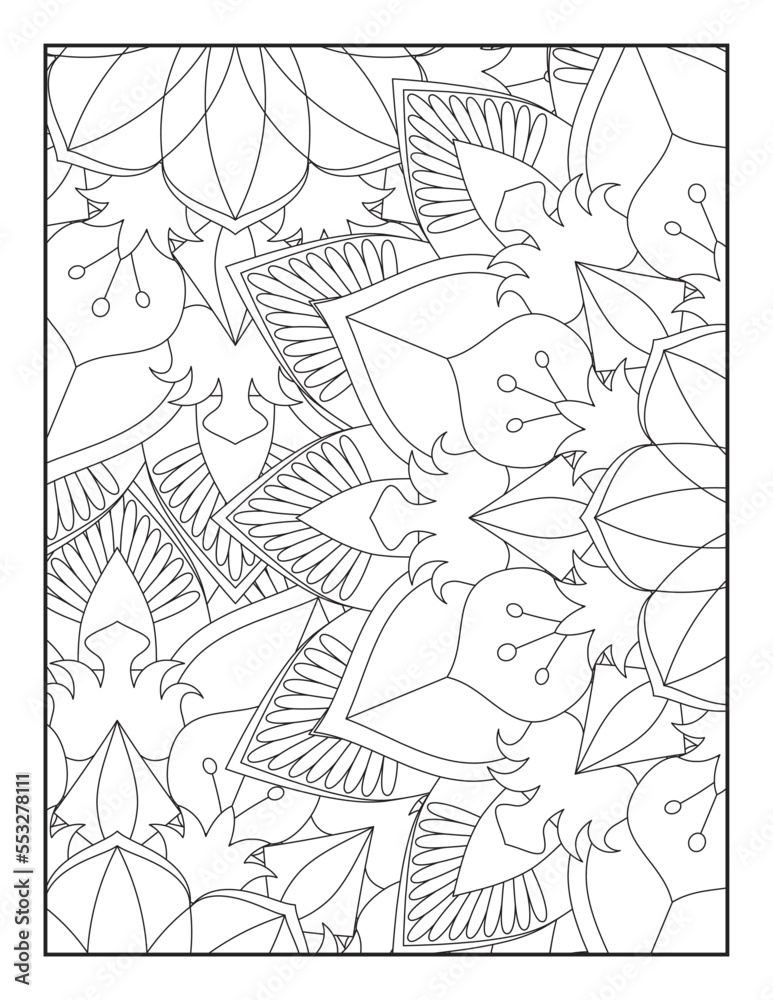 Naklejka premium Floral Mandala Coloring Page, Flower Mandala Coloring Page for Adults, mandala flower coloring pages.