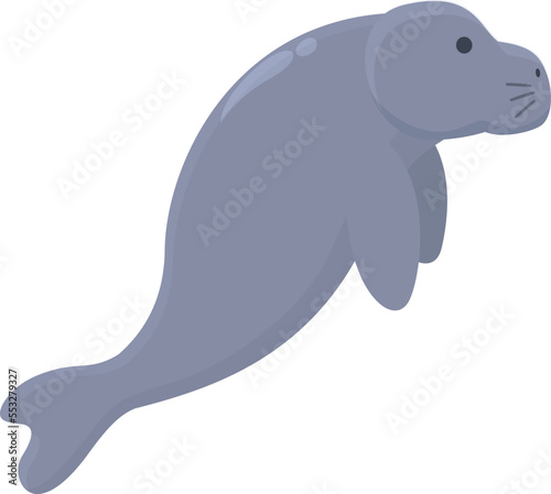 Water dugong icon cartoon vector. Sea manatee. Nature happy